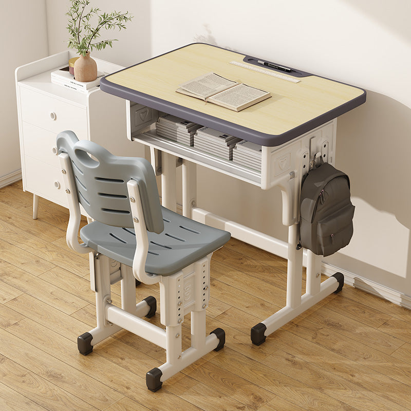 School Kids Desk and Chair Adjustable Writing Desk with Storage