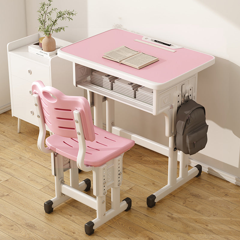 School Kids Desk and Chair Adjustable Writing Desk with Storage