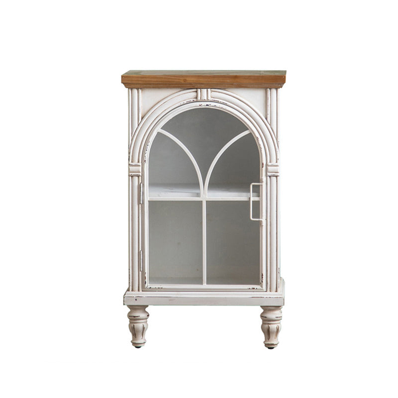 Traditional Display Stand Pine Glass Doors Storage Cabinet for Dining Room