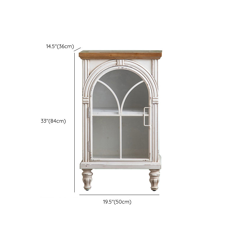 Traditional Display Stand Pine Glass Doors Storage Cabinet for Dining Room