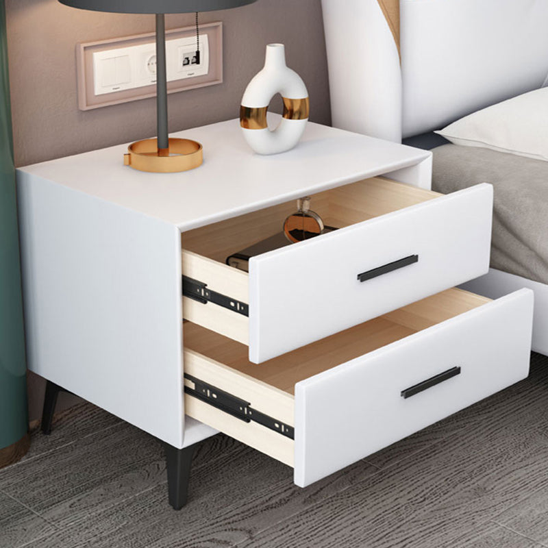 Leather Bedside Cabinet Contemporary Bed Nightstand with 2 Drawers