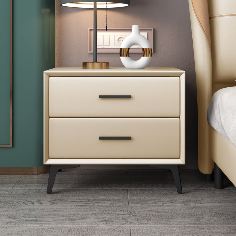 Leather Bedside Cabinet Contemporary Bed Nightstand with 2 Drawers