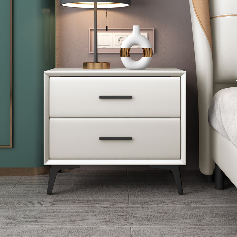 Leather Bedside Cabinet Contemporary Bed Nightstand with 2 Drawers