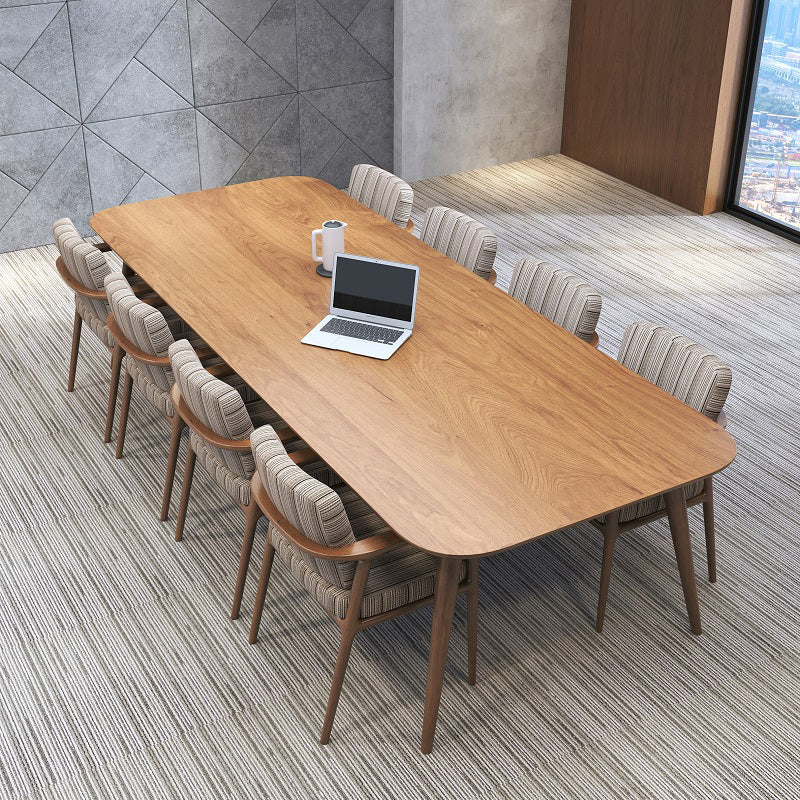 Rectangular Shaped Modern Office Tables Wooden Writing Desk in Brown