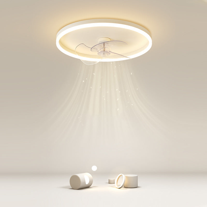 Single Modern White Finish Ceiling Fan Lamp Circle LED Ceiling Fan Light for Foyer