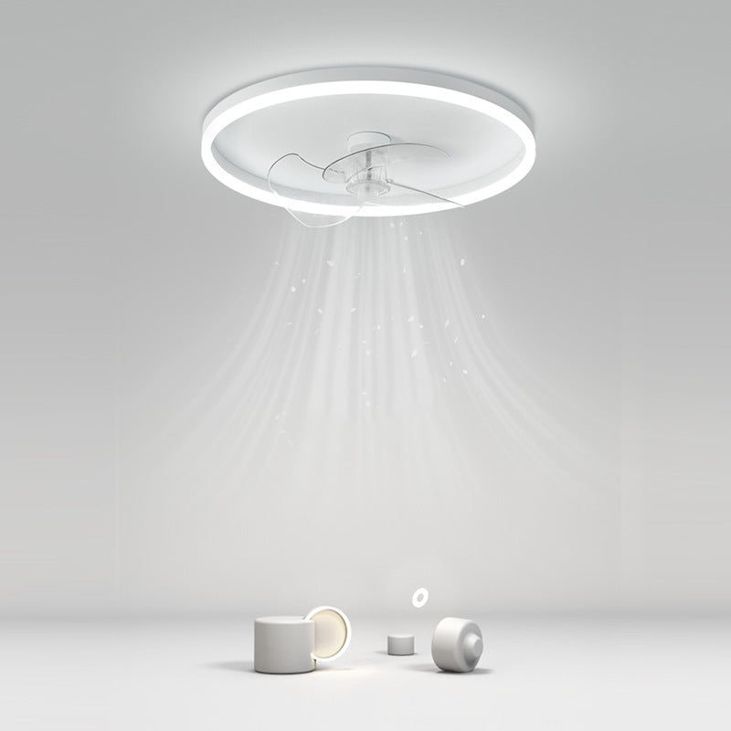 Single Modern White Finish Ceiling Fan Lamp Circle LED Ceiling Fan Light for Foyer