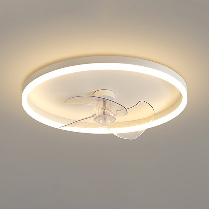 Single Modern White Finish Ceiling Fan Lamp Circle LED Ceiling Fan Light for Foyer