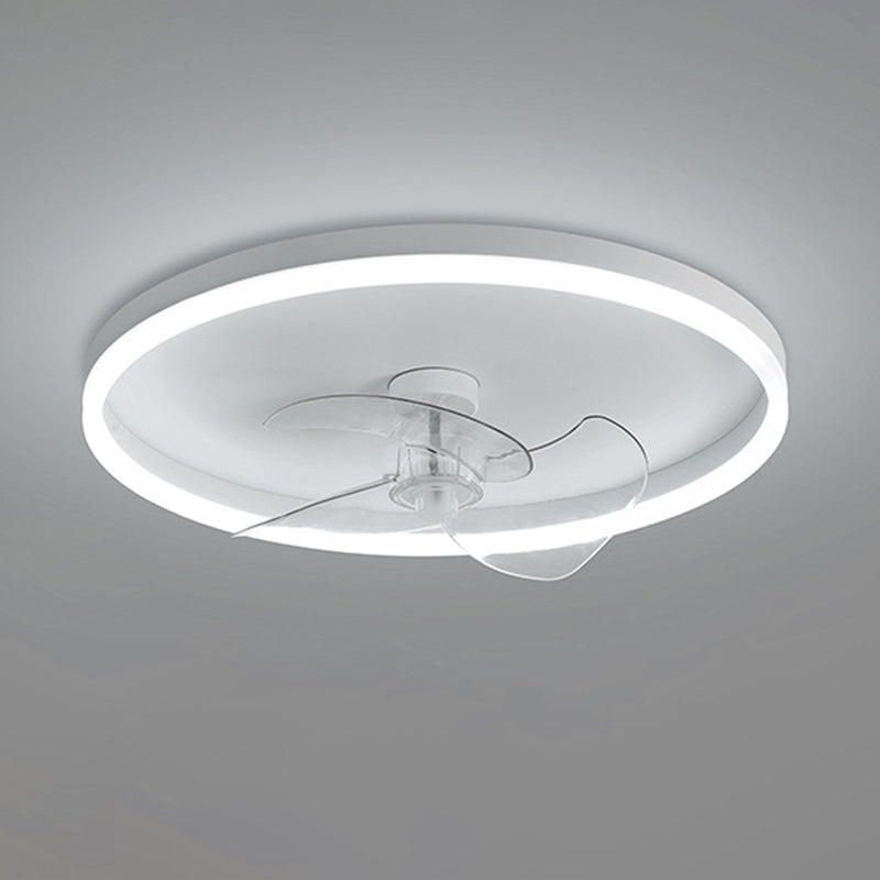 Single Modern White Finish Ceiling Fan Lamp Circle LED Ceiling Fan Light for Foyer