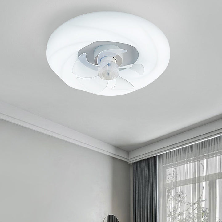 Contemporary Single White Ceiling Fan Lamp Unique Round Ceiling Fan Light