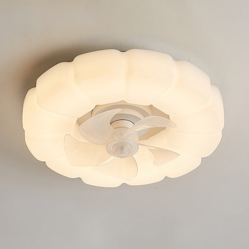 Contemporary Single White Ceiling Fan Lamp Unique Round Ceiling Fan Light