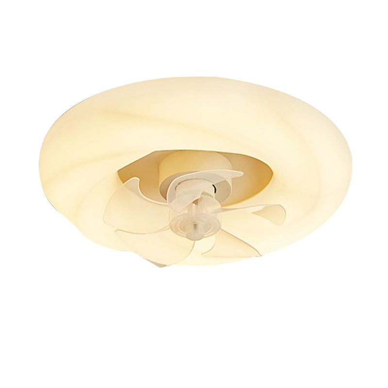 Contemporary Single White Ceiling Fan Lamp Unique Round Ceiling Fan Light