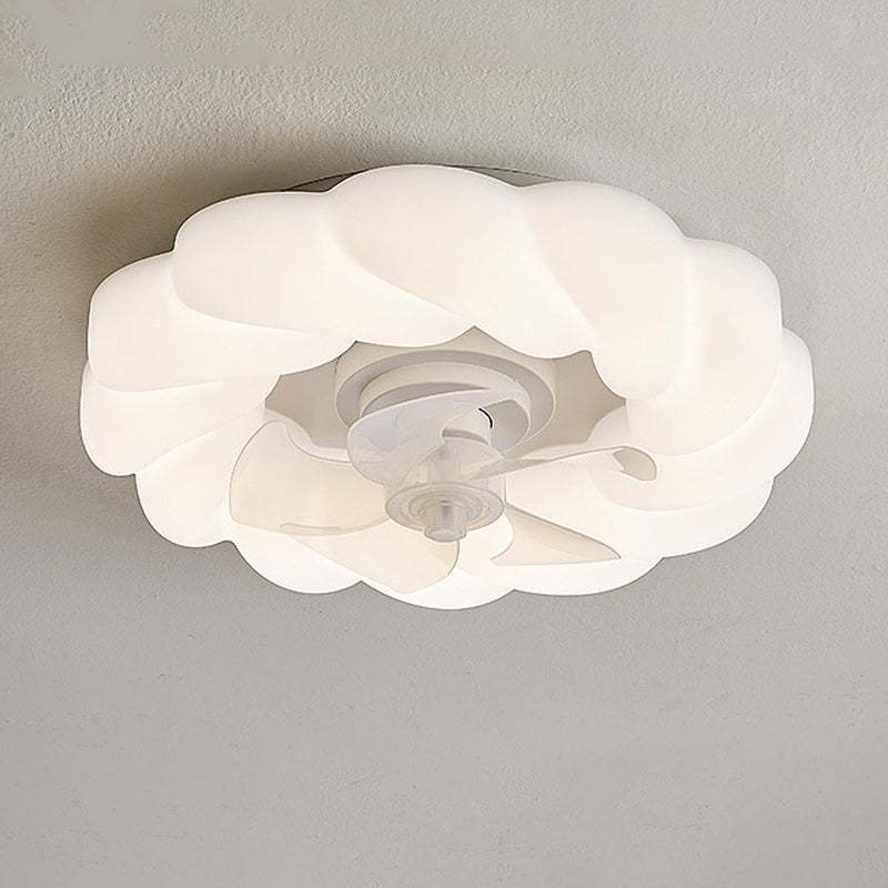 Contemporary Single White Ceiling Fan Lamp Unique Round Ceiling Fan Light