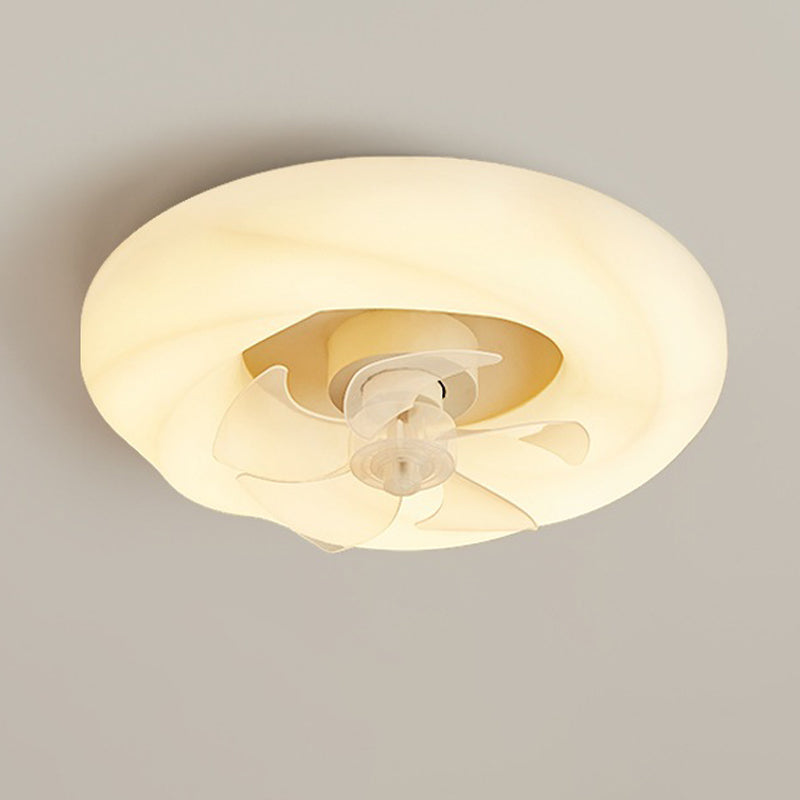 Contemporary Single White Ceiling Fan Lamp Unique Round Ceiling Fan Light