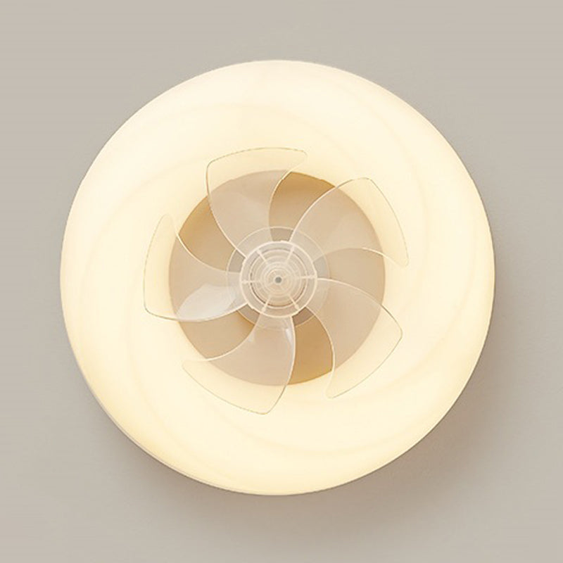 Contemporary Single White Ceiling Fan Lamp Unique Round Ceiling Fan Light