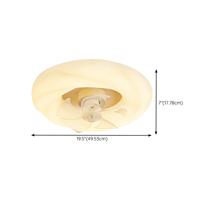 Contemporary Single White Ceiling Fan Lamp Unique Round Ceiling Fan Light