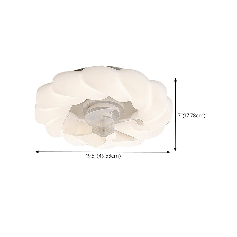 Contemporary Single White Ceiling Fan Lamp Unique Round Ceiling Fan Light