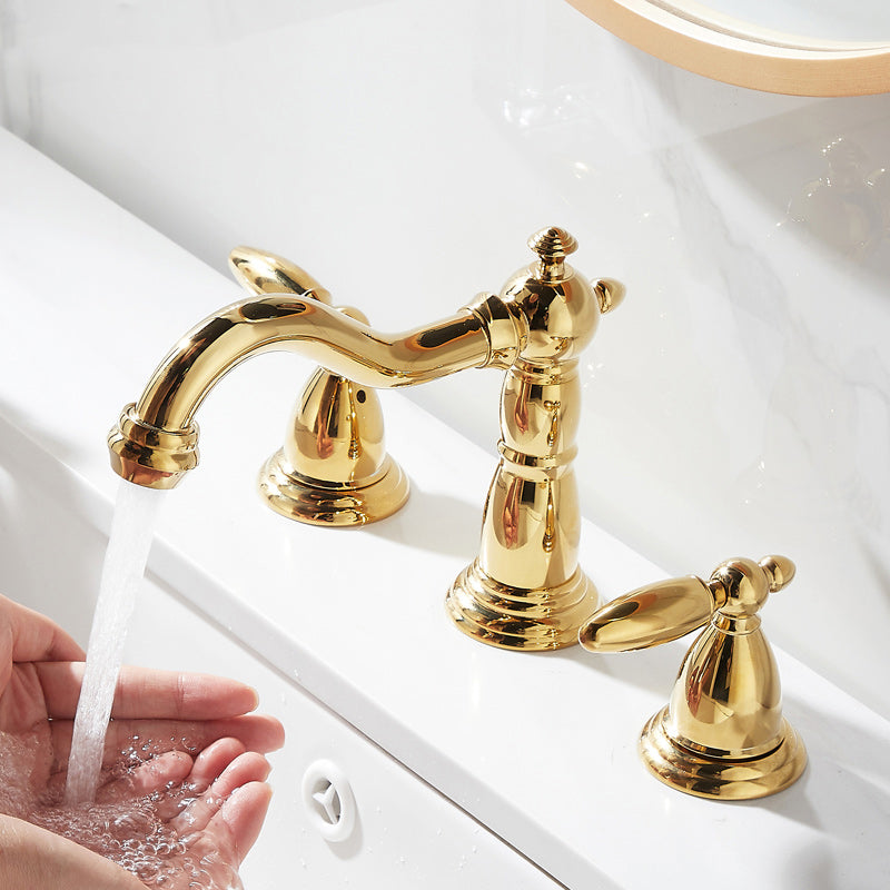 Glam Vessel Faucet 3 Holes Lever Handle Bathroom Vessel Faucet