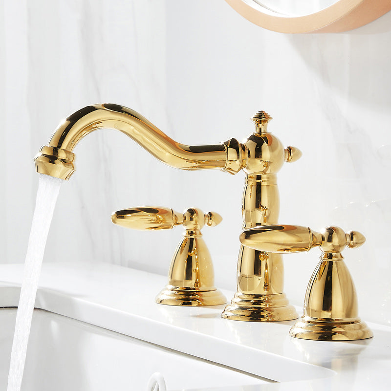 Glam Vessel Faucet 3 Holes Lever Handle Bathroom Vessel Faucet