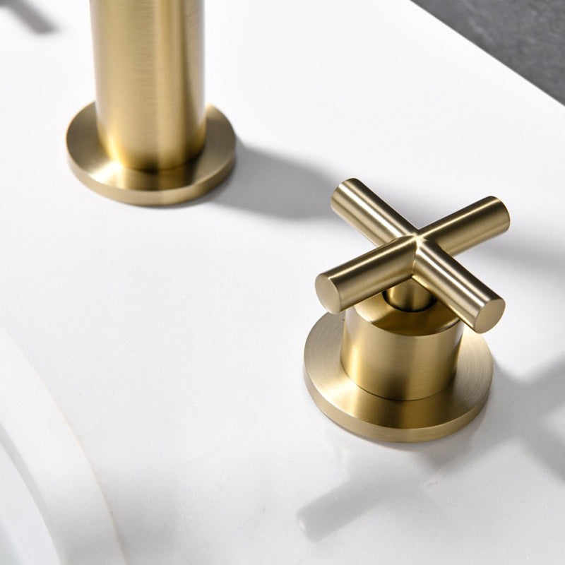 Luxury Lavatory Faucet 3 Holes Knob Handle Gooseneck Vanity Sink Faucet