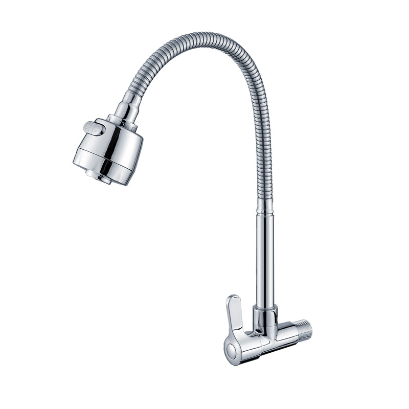 Modern Metal Single Handle Kitchen Faucet Wall Mounted Faucet in Chrome