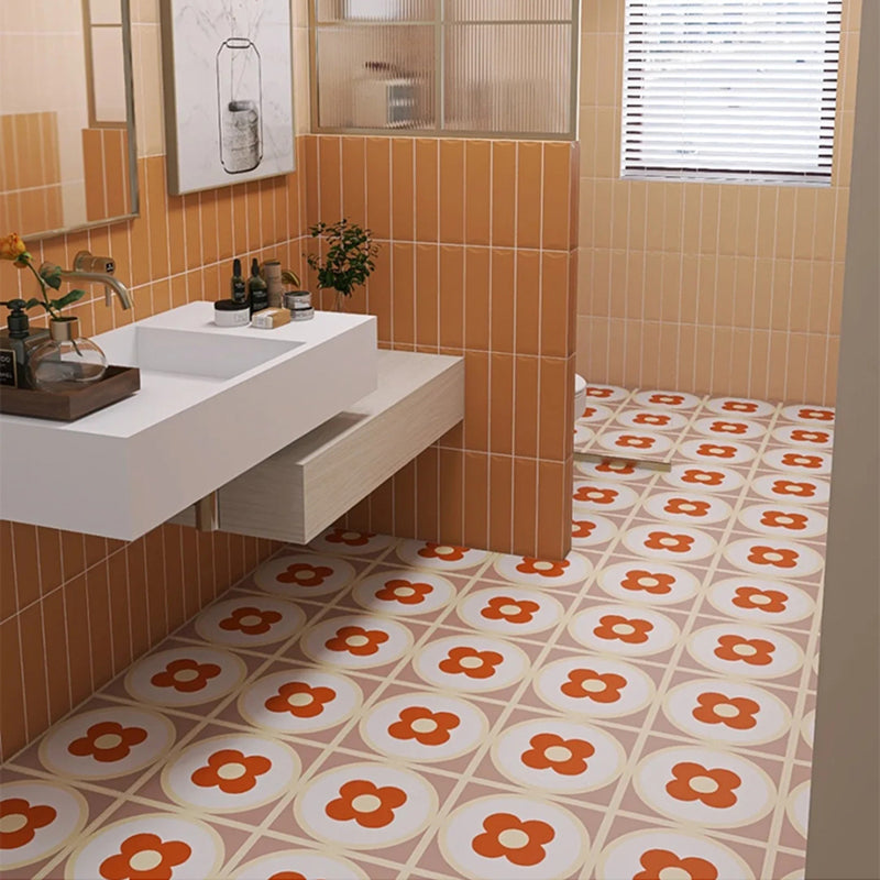 Modern Style Square Floor Tile Moroccan Print Straight Edge Waterproof Floor Tile