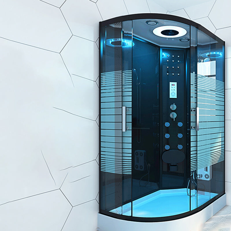 Clear Tempered Glass Shower Stall Framed Rounded Shower Stall with Base Kit