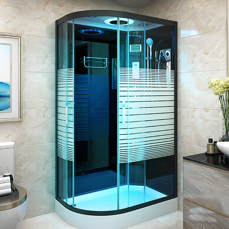 Clear Tempered Glass Shower Stall Framed Rounded Shower Stall with Base Kit