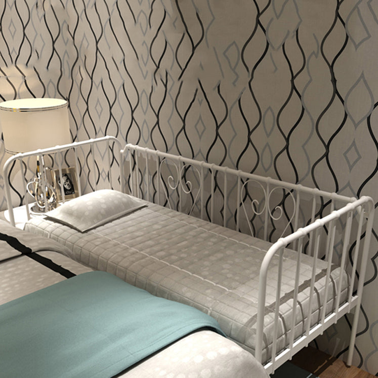 Nursery Bed with Guardrail in Metal Industrial Nursery Crib in White