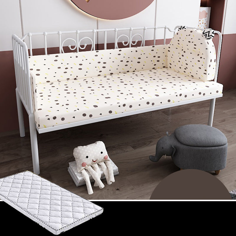 Nursery Bed with Guardrail in Metal Industrial Nursery Crib in White