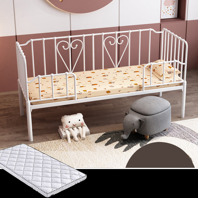 Nursery Bed with Guardrail in Metal Industrial Nursery Crib in White