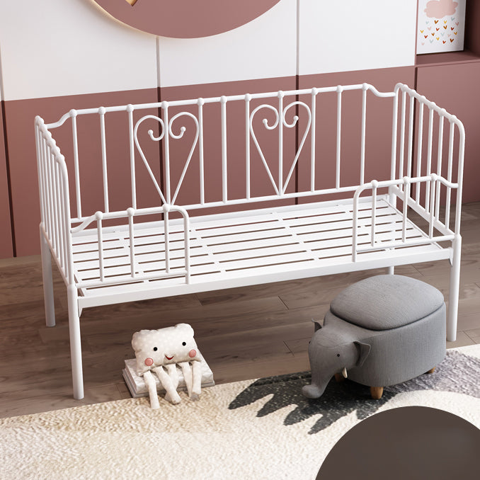 Nursery Bed with Guardrail in Metal Industrial Nursery Crib in White