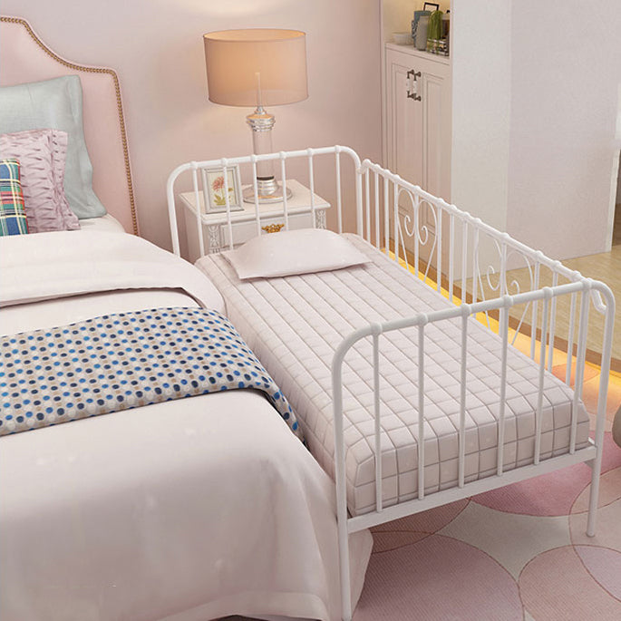 Nursery Bed with Guardrail in Metal Industrial Nursery Crib in White