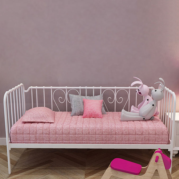 Nursery Bed with Guardrail in Metal Industrial Nursery Crib in White