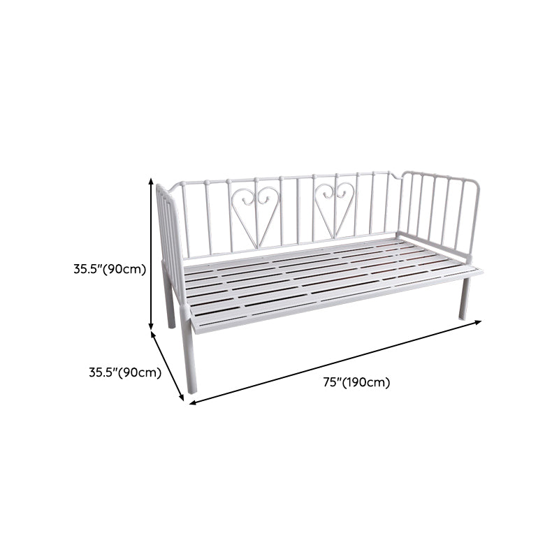 Nursery Bed with Guardrail in Metal Industrial Nursery Crib in White