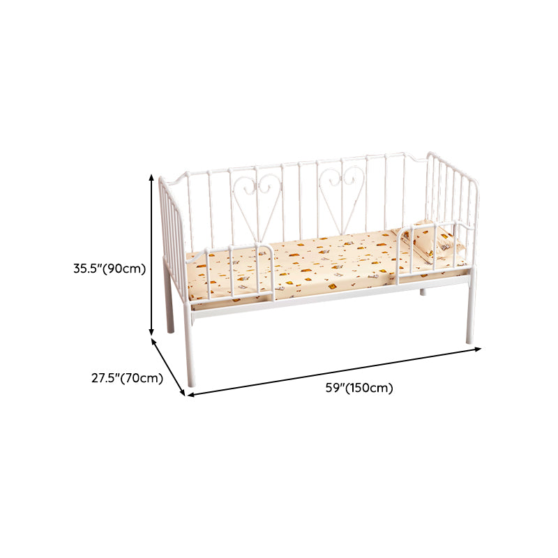 Nursery Bed with Guardrail in Metal Industrial Nursery Crib in White