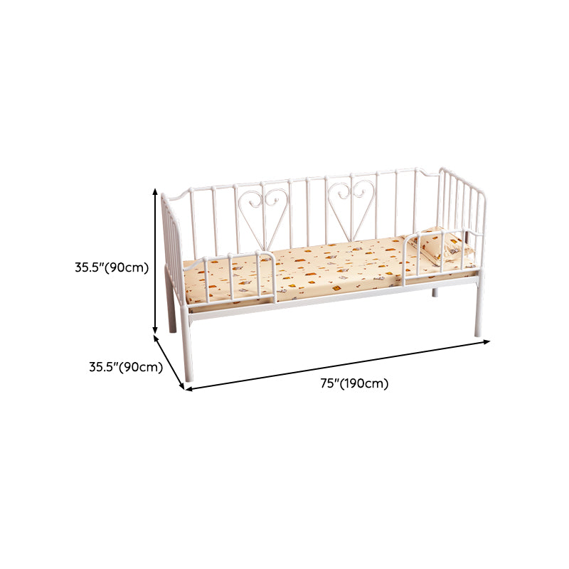 Nursery Bed with Guardrail in Metal Industrial Nursery Crib in White