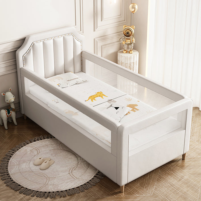 Wood Frame Nursery Bed White Baby Crib with Guardrail and Mattress