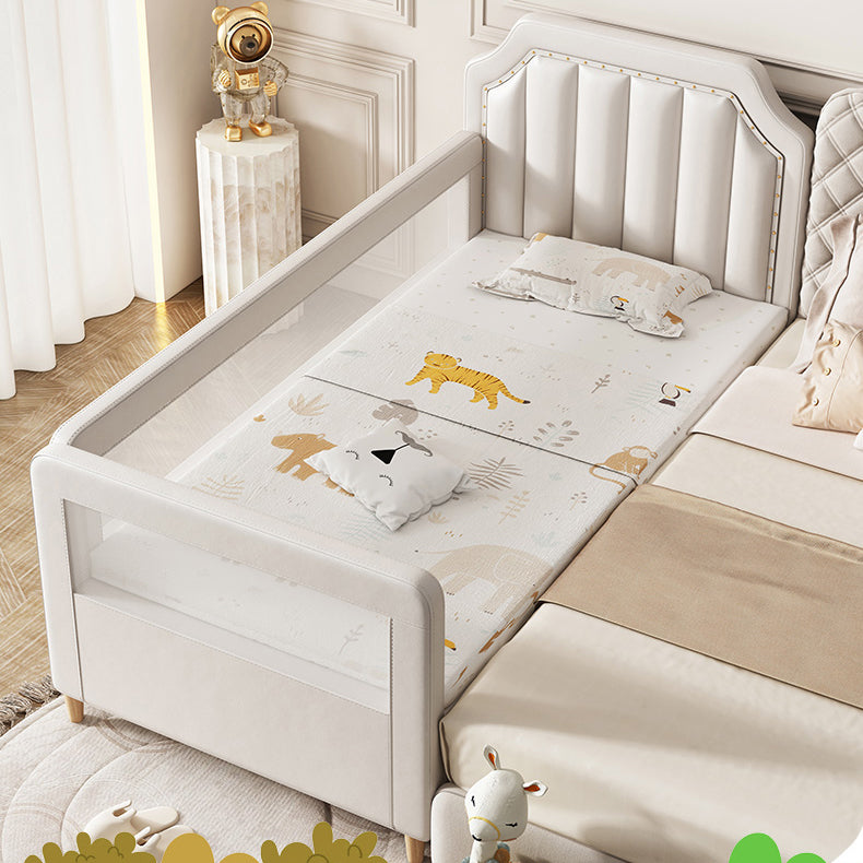 Wood Frame Nursery Bed White Baby Crib with Guardrail and Mattress