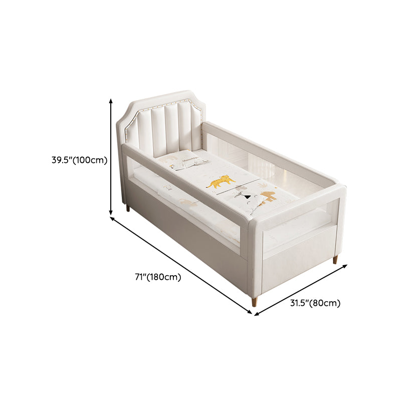 Wood Frame Nursery Bed White Baby Crib with Guardrail and Mattress