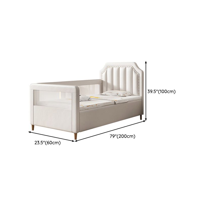 Wood Frame Nursery Bed White Baby Crib with Guardrail and Mattress