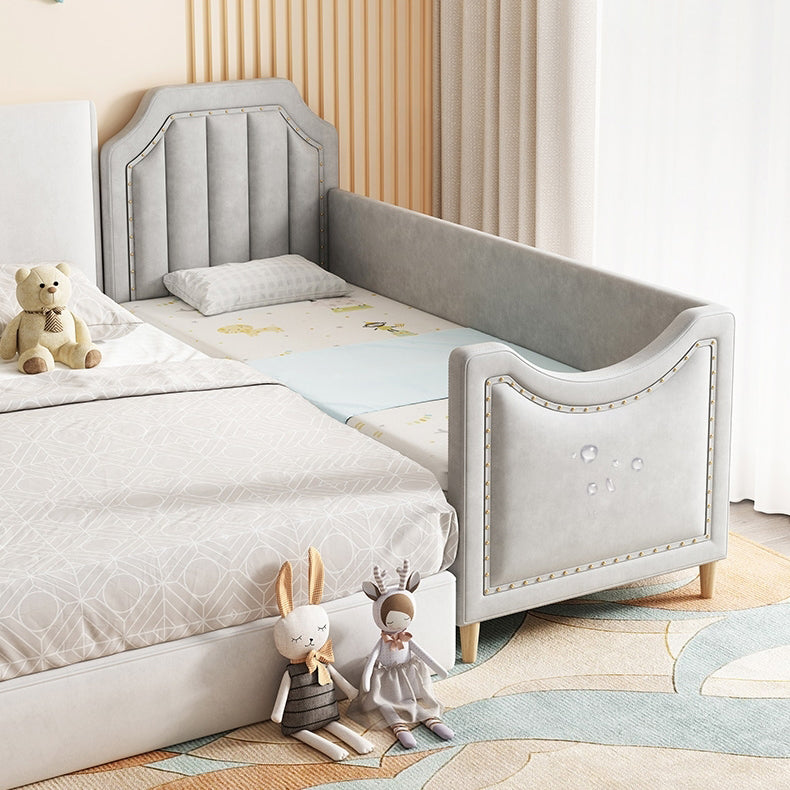 Nursery Bed with Guardrail in Light Grey Solid Wood Nursery Bed