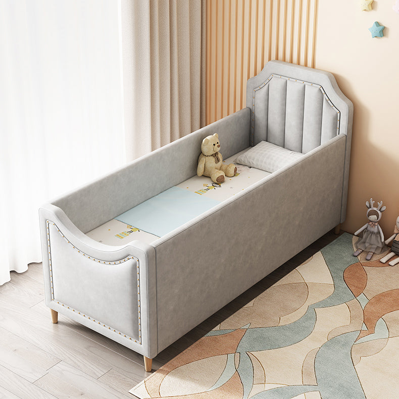 Nursery Bed with Guardrail in Light Grey Solid Wood Nursery Bed