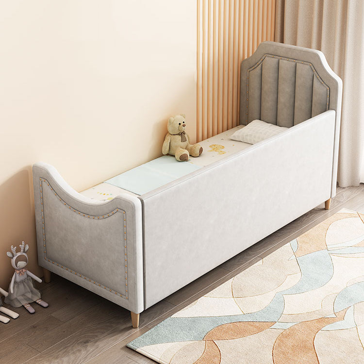 Nursery Bed with Guardrail in Light Grey Solid Wood Nursery Bed