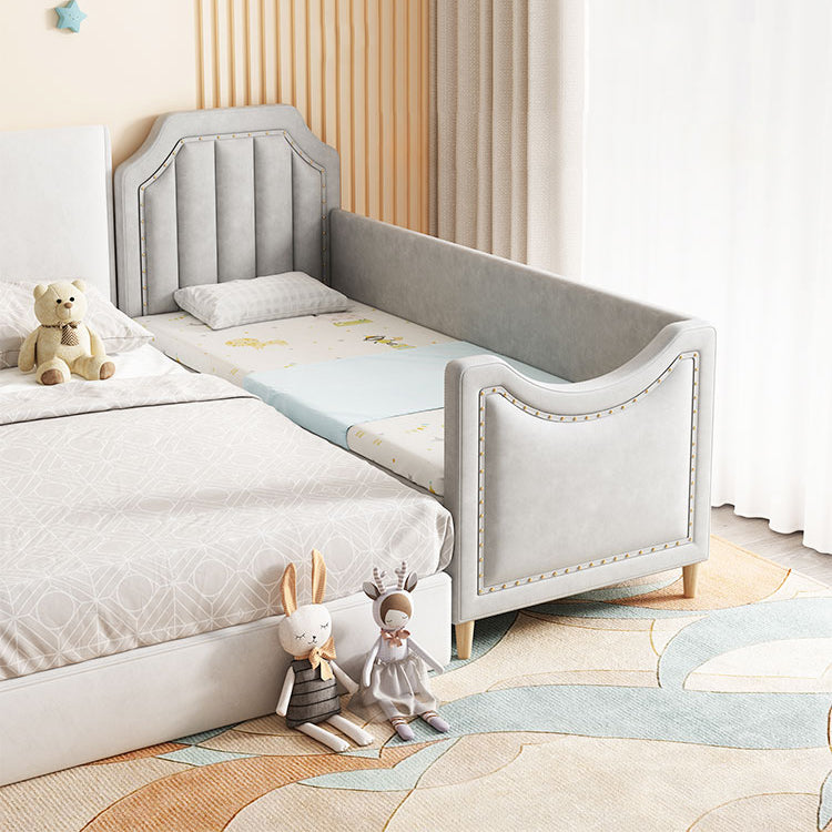 Nursery Bed with Guardrail in Light Grey Solid Wood Nursery Bed