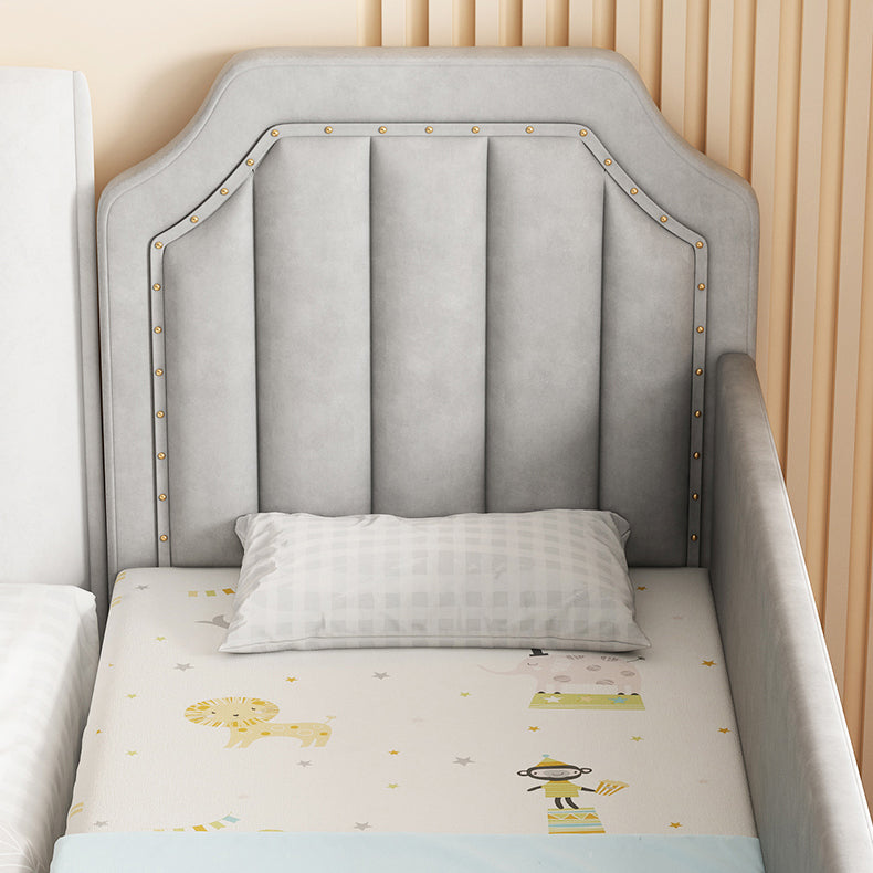 Nursery Bed with Guardrail in Light Grey Solid Wood Nursery Bed