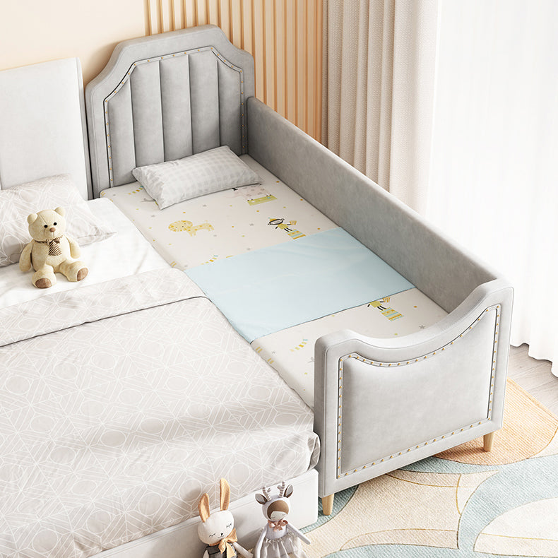 Nursery Bed with Guardrail in Light Grey Solid Wood Nursery Bed