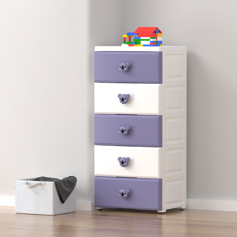 Contemporary Plastic Kids Nightstand Vertical Nursery Dresser for Room