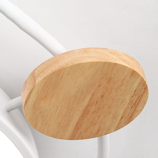 Nordic Style LED Flush Mount Round Ceiling Light Fixture with Wood for Bedroom