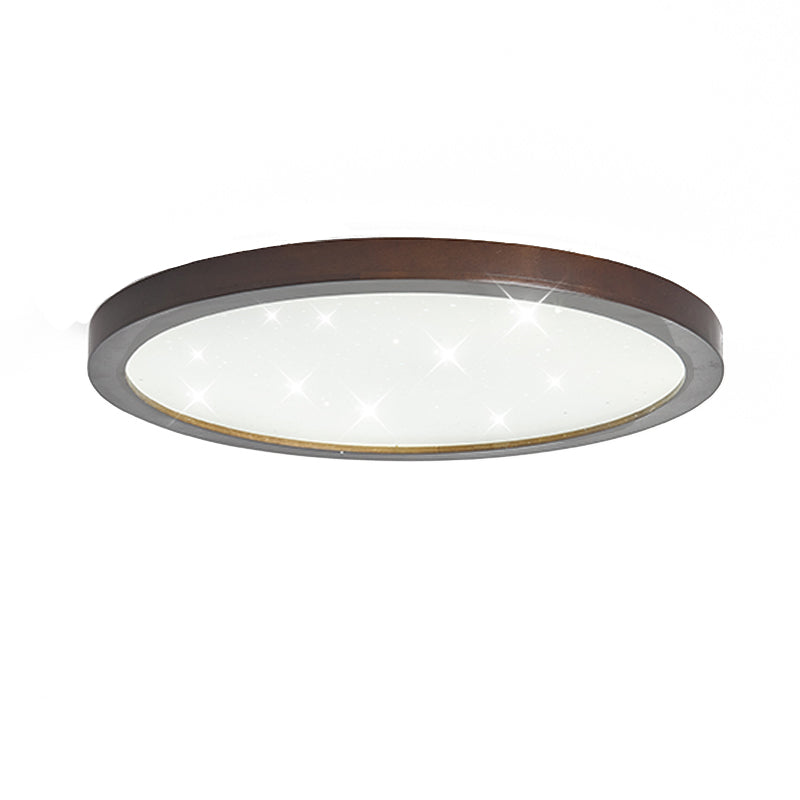 Modern LED Wood Flush Mount Circle Shape Ceiling Light with Acrylic Shade for Living Room