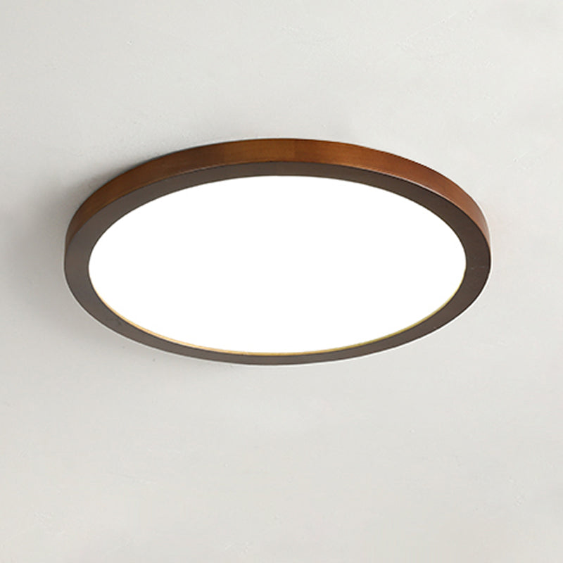 Modern LED Wood Flush Mount Circle Shape Ceiling Light with Acrylic Shade for Living Room